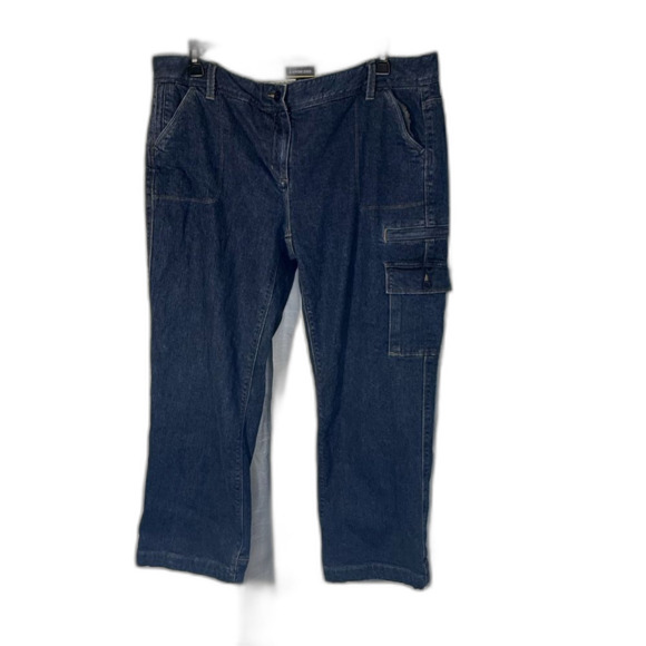 Lands’ End Denim Cargo Pants with cotton lining size 18P heavy weight - Picture 1 of 9